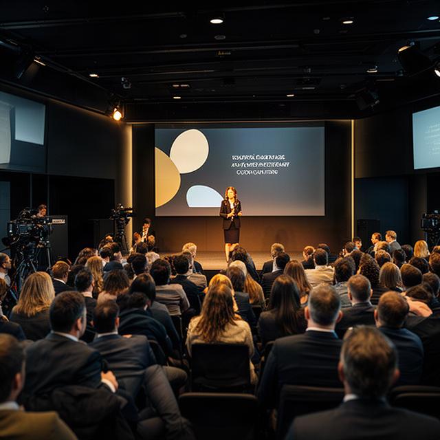 Speaker presenting to a busy conference audience in a Devon events venue